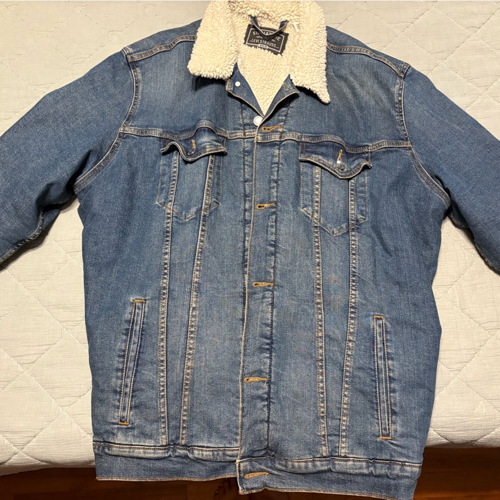 Levi's Blue Denim Jacket with Sherpa Collar